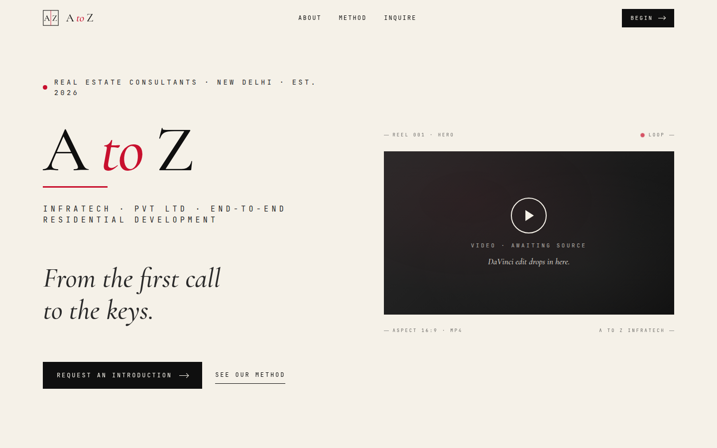 A to Z Infratech website — desktop hero